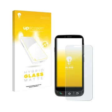 Vorderseite einer Produktverpackung mit dem Markenlogo upscreen. Daneben ist das Gerät SPC Zeus 4G Pro mit dem zugehörigen Dis