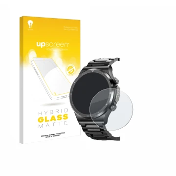 Vorderseite einer Produktverpackung mit dem Markenlogo upscreen. Daneben ist das Gerät Powerwill Smartwatch 1.39