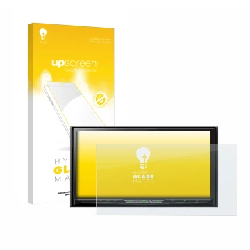 Vorderseite einer Produktverpackung mit dem Markenlogo upscreen. Daneben ist das Gerät Pioneer AVH-Z9200DAB mit dem zugehörige