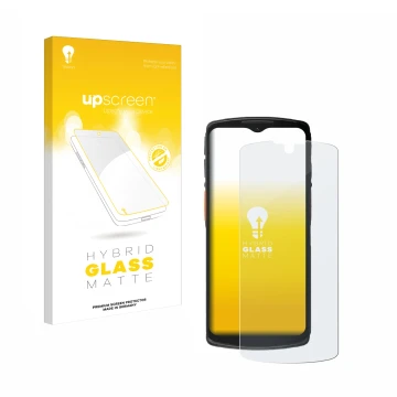 Vorderseite einer Produktverpackung mit dem Markenlogo upscreen. Daneben ist das Gerät Urovo DT66 mit dem zugehörigen Displays