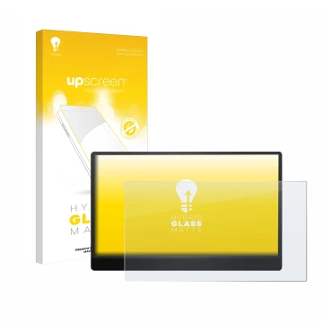 Vorderseite einer Produktverpackung mit dem Markenlogo upscreen. Daneben ist das Gerät MSI Pro MP161 E2 mit dem zugehörigen Di