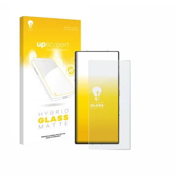 Vorderseite einer Produktverpackung mit dem Markenlogo upscreen. Daneben ist das Gerät ZTE Nubia Z60 Ultra mit dem zugehörigen
