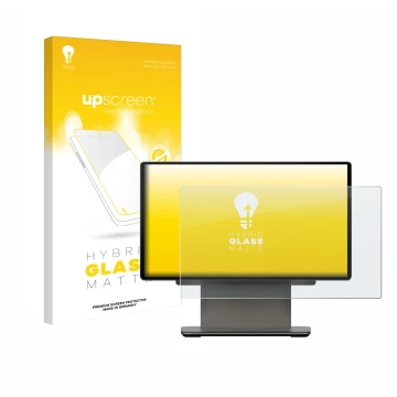 Vorderseite einer Produktverpackung mit dem Markenlogo upscreen. Daneben ist das Gerät Sunmi D3 PRO mit dem zugehörigen Displa