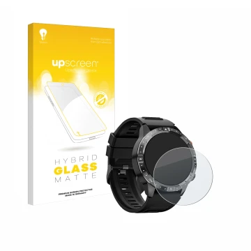 Vorderseite einer Produktverpackung mit dem Markenlogo upscreen. Daneben ist das Gerät Sanorum Smartwatch 1.43