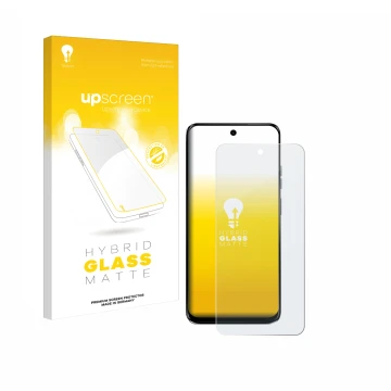 Vorderseite einer Produktverpackung mit dem Markenlogo upscreen. Daneben ist das Gerät Motorola G34 5G mit dem zugehörigen Dis