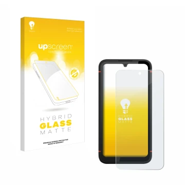 Vorderseite einer Produktverpackung mit dem Markenlogo upscreen. Daneben ist das Gerät Gigaset GX4 Pro mit dem zugehörigen Dis