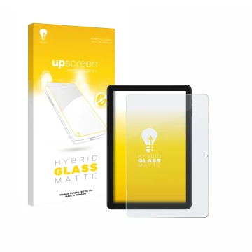 Vorderseite einer Produktverpackung mit dem Markenlogo upscreen. Daneben ist das Gerät Doogee T10W mit dem zugehörigen Display