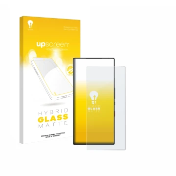 Vorderseite einer Produktverpackung mit dem Markenlogo upscreen. Daneben ist das Gerät ZTE Nubia Red Magic 9S Pro mit dem zuge