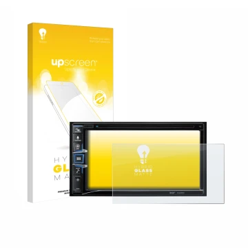 Vorderseite einer Produktverpackung mit dem Markenlogo upscreen. Daneben ist das Gerät Alpine INE-W611D mit dem zugehörigen Di