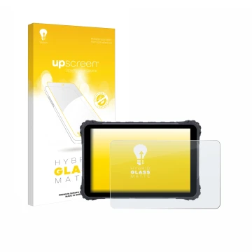 Vorderseite einer Produktverpackung mit dem Markenlogo upscreen. Daneben ist das Gerät Topicon MDT865 mit dem zugehörigen Disp