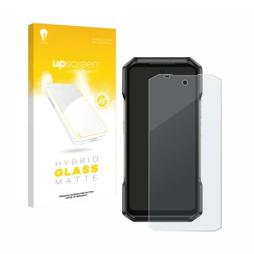 Vorderseite einer Produktverpackung mit dem Markenlogo upscreen. Daneben ist das Gerät Ulefone Armor 27T Pro mit dem zugehörig