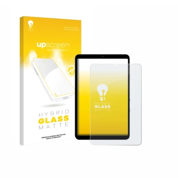 Vorderseite einer Produktverpackung mit dem Markenlogo upscreen. Daneben ist das Gerät Alldocube iPlay 60 Mini Pro mit dem zug