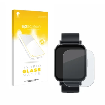 Vorderseite einer Produktverpackung mit dem Markenlogo upscreen. Daneben ist das Gerät Xiaomi Redmi Watch 5 Active mit dem zug