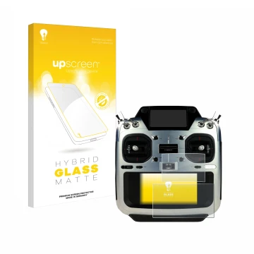 Vorderseite einer Produktverpackung mit dem Markenlogo upscreen. Daneben ist das Gerät Futaba T26SZ mit dem zugehörigen Displa