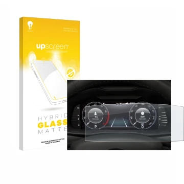 Vorderseite einer Produktverpackung mit dem Markenlogo upscreen. Daneben ist das Gerät Skoda Virtual Cockpit 10.25