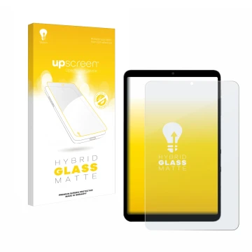 Vorderseite einer Produktverpackung mit dem Markenlogo upscreen. Daneben ist das Gerät Alldocube iPlay 60 mini Turbo mit dem z