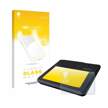 Vorderseite einer Produktverpackung mit dem Markenlogo upscreen. Daneben ist das Gerät Techfive ECR 100 mit dem zugehörigen Di