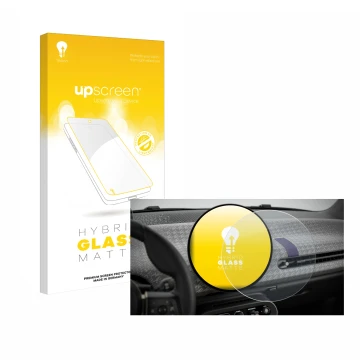 Vorderseite einer Produktverpackung mit dem Markenlogo upscreen. Daneben ist das Gerät Mini Cooper Electric BJ 2024 mit dem zu
