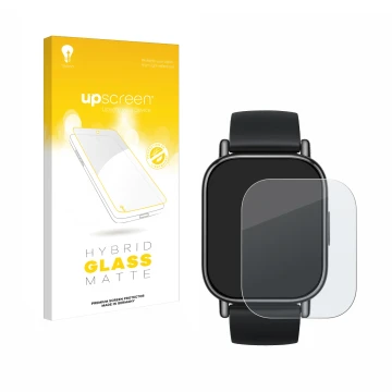Vorderseite einer Produktverpackung mit dem Markenlogo upscreen. Daneben ist das Gerät Xiaomi Redmi Watch 5 Lite mit dem zugeh