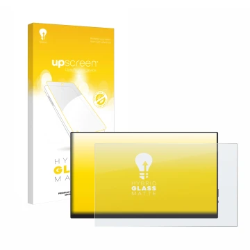 Vorderseite einer Produktverpackung mit dem Markenlogo upscreen. Daneben ist das Gerät Verbatim PMT-14 mit dem zugehörigen Dis