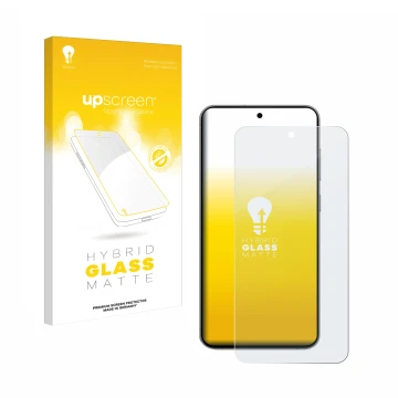 Vorderseite einer Produktverpackung mit dem Markenlogo upscreen. Daneben ist das Gerät Samsung Galaxy S24 FE mit dem zugehörig