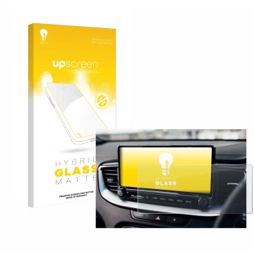 Vorderseite einer Produktverpackung mit dem Markenlogo upscreen. Daneben ist das Gerät Kia XCeed 2024 mit dem zugehörigen Disp