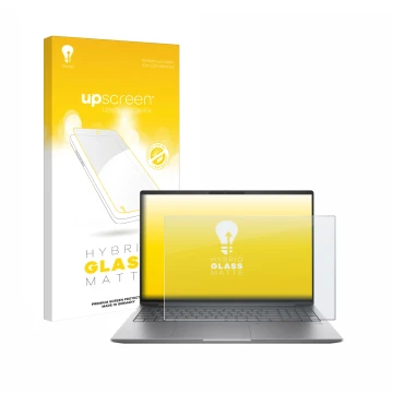 Vorderseite einer Produktverpackung mit dem Markenlogo upscreen. Daneben ist das Gerät HP ZBook Power 16 G11 mit dem zugehörig