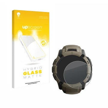 Vorderseite einer Produktverpackung mit dem Markenlogo upscreen. Daneben ist das Gerät Garmin Instinct 2X Solar Tactical Editi