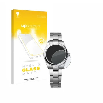 Vorderseite einer Produktverpackung mit dem Markenlogo upscreen. Daneben ist das Gerät Rolex Oyster Perpetual 31 mit dem zugeh