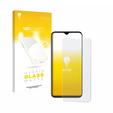Vorderseite einer Produktverpackung mit dem Markenlogo upscreen. Daneben ist das Gerät Doogee N50 Pro mit dem zugehörigen Disp