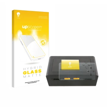 Vorderseite einer Produktverpackung mit dem Markenlogo upscreen. Daneben ist das Gerät Gens Ace IMARS D300 mit dem zugehörigen