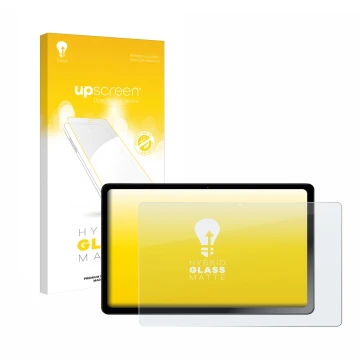 Vorderseite einer Produktverpackung mit dem Markenlogo upscreen. Daneben ist das Gerät HMD T21 mit dem zugehörigen Displayschu