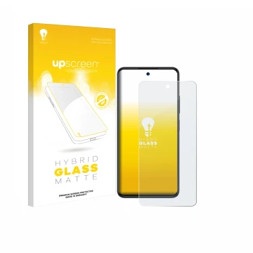 Vorderseite einer Produktverpackung mit dem Markenlogo upscreen. Daneben ist das Gerät ZTE Blade A75 4G mit dem zugehörigen Di