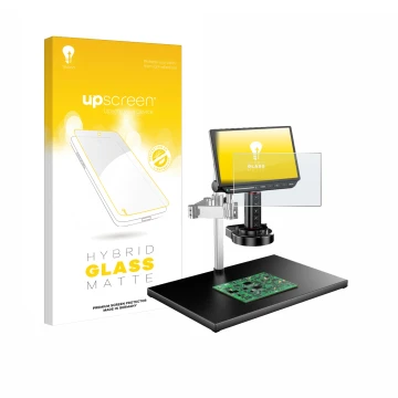 Vorderseite einer Produktverpackung mit dem Markenlogo upscreen. Daneben ist das Gerät Tomlov TM4K-AF-MAX mit dem zugehörigen 