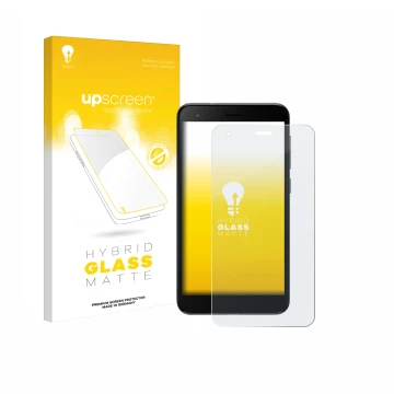 Vorderseite einer Produktverpackung mit dem Markenlogo upscreen. Daneben ist das Gerät ZTE Blade A35 lite mit dem zugehörigen 