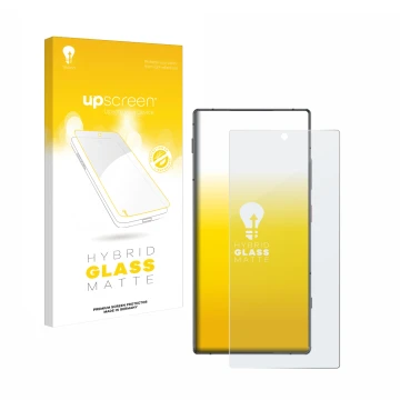 Vorderseite einer Produktverpackung mit dem Markenlogo upscreen. Daneben ist das Gerät Nubia Z70 Ultra mit dem zugehörigen Dis