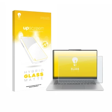 Vorderseite einer Produktverpackung mit dem Markenlogo upscreen. Daneben ist das Gerät Lenovo IdeaPad Slim 5 Gen 10 15