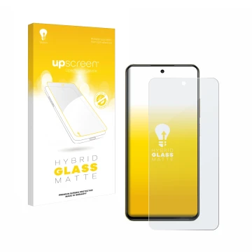 Vorderseite einer Produktverpackung mit dem Markenlogo upscreen. Daneben ist das Gerät realme C75 mit dem zugehörigen Displays