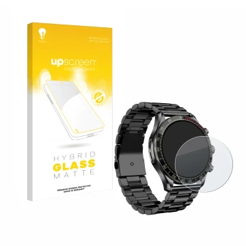 Vorderseite einer Produktverpackung mit dem Markenlogo upscreen. Daneben ist das Gerät Maoo Titan Smartwatch 1.43