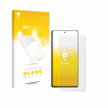 Vorderseite einer Produktverpackung mit dem Markenlogo upscreen. Daneben ist das Gerät OnePlus 13R mit dem zugehörigen Display