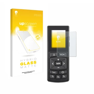 Vorderseite einer Produktverpackung mit dem Markenlogo upscreen. Daneben ist das Gerät Minn Kota Advanced GPS Navigation mit d