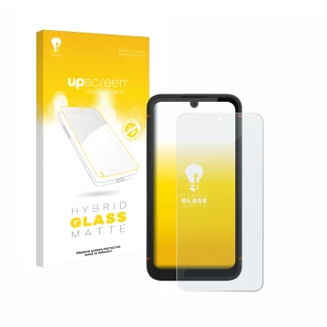 Vorderseite einer Produktverpackung mit dem Markenlogo upscreen. Daneben ist das Gerät Volla Phone X23 mit dem zugehörigen Dis
