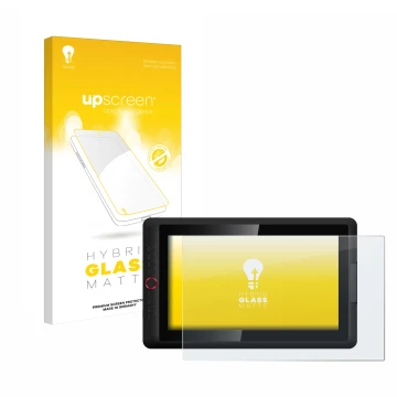 Vorderseite einer Produktverpackung mit dem Markenlogo upscreen. Daneben ist das Gerät XP-Pen Artist 15.6 Pro V2 mit dem zugeh