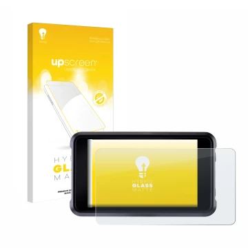 Vorderseite einer Produktverpackung mit dem Markenlogo upscreen. Daneben ist das Gerät Atomos Shogun Classic mit dem zugehörig