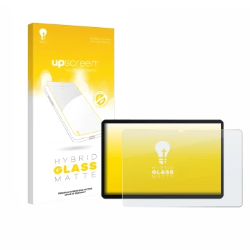 Vorderseite einer Produktverpackung mit dem Markenlogo upscreen. Daneben ist das Gerät Chuwi Hi10 X1 mit dem zugehörigen Displ