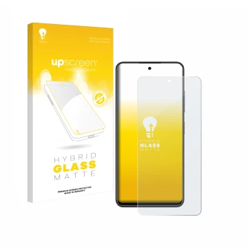 Vorderseite einer Produktverpackung mit dem Markenlogo upscreen. Daneben ist das Gerät Nubia Focus 5G mit dem zugehörigen Disp