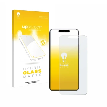 Vorderseite einer Produktverpackung mit dem Markenlogo upscreen. Daneben ist das Gerät Oukitel P1 mit dem zugehörigen Displays