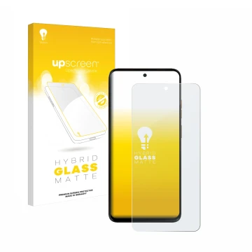 Vorderseite einer Produktverpackung mit dem Markenlogo upscreen. Daneben ist das Gerät Motorola Moto G15 Power mit dem zugehör