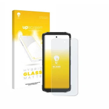 Vorderseite einer Produktverpackung mit dem Markenlogo upscreen. Daneben ist das Gerät Doogee Fire 6 Power mit dem zugehörigen