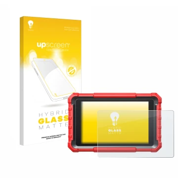 Vorderseite einer Produktverpackung mit dem Markenlogo upscreen. Daneben ist das Gerät Launch X-431 PROS Elite Pro 5 mit dem z